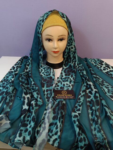 Cheetah print with stone Teal colour