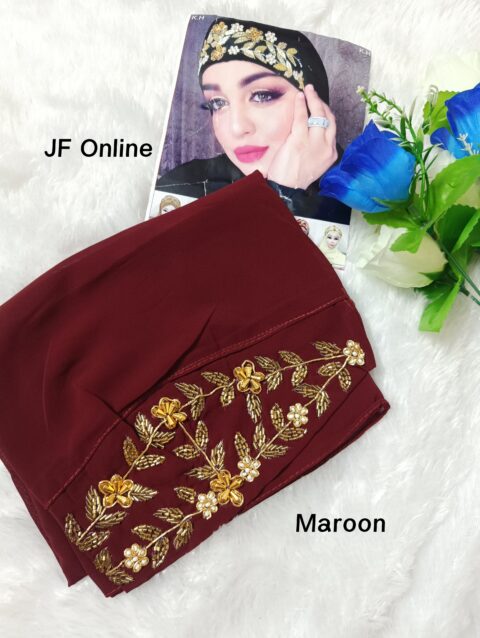 Bridal Chiffon Maroon Colour