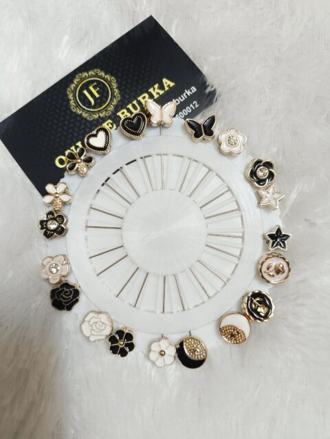 Hijab pin White and Black  Set of 20