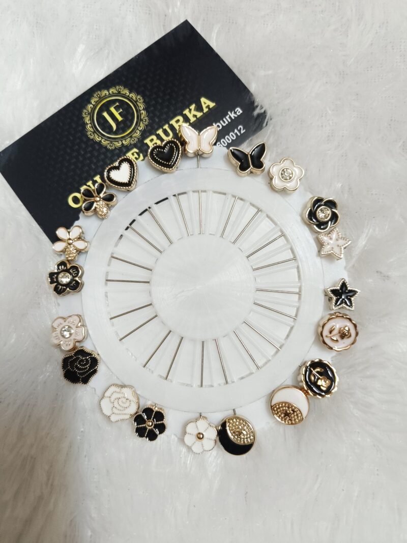Hijab pin White and Black  Set of 20