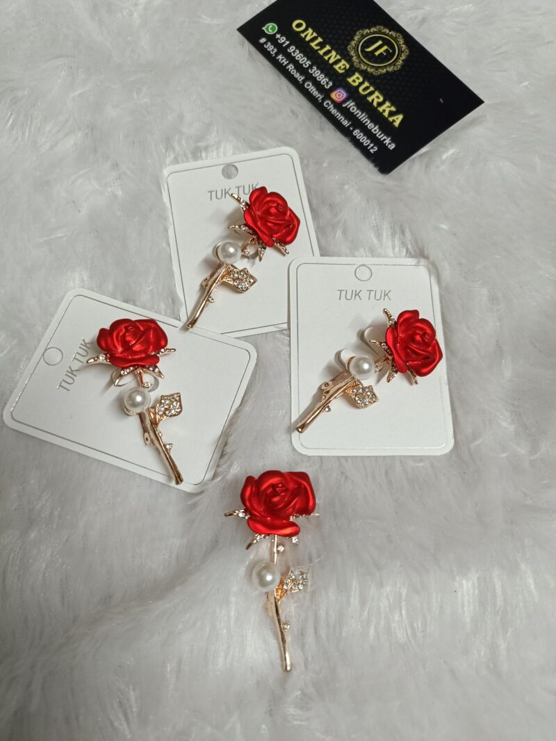 Rose with pearl brooch pins - Image 2