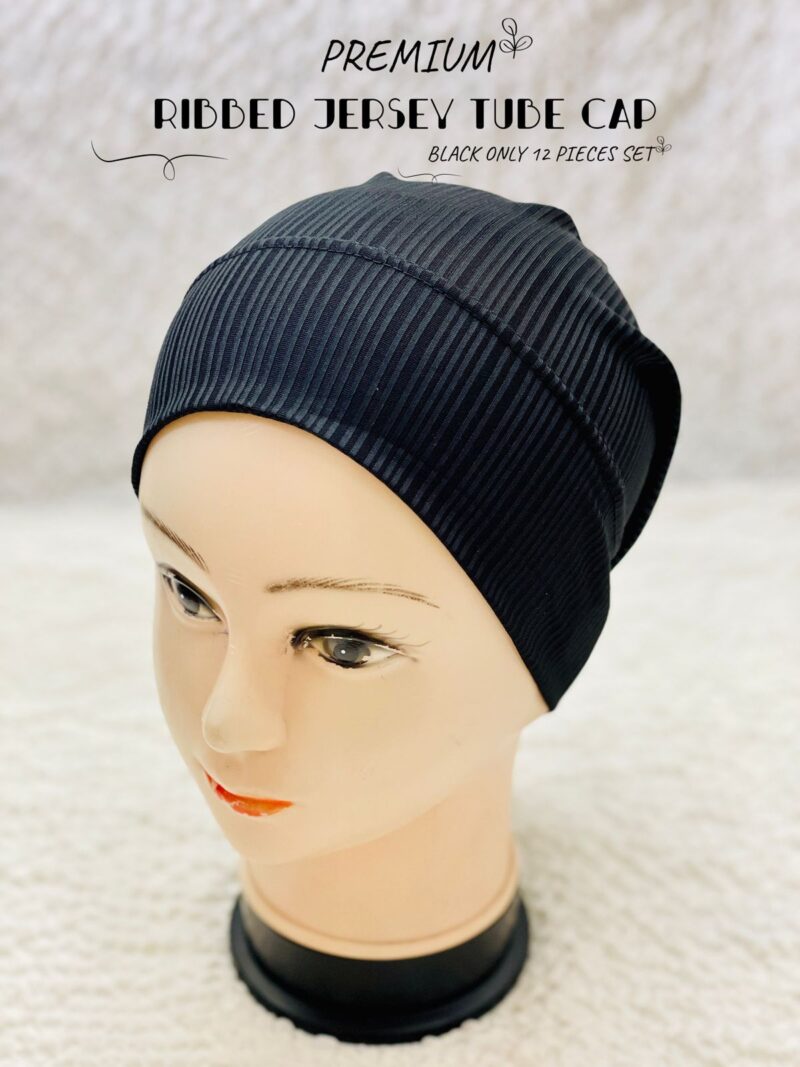 RIBBED Black Tube cap